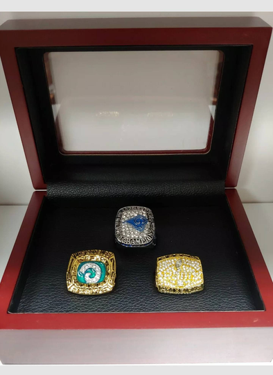 st Louis/Los Angeles Rams - Championship 3 Ring Set With Wooden Display Box
