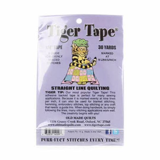 Tiger Tape~straight Line Quilting 9 Lines To The Inch~1/4" Tape By Old Made Quilts 30 Yards Tt-149