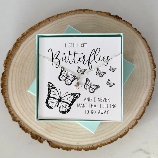 Tiny Butterfly Charm Necklace, Anniversary Gift, Girlfriend Wife I Still Get Butterflies, Birthday Gift For Her, Valentines Day