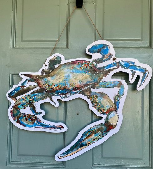 Crab Door Hanger New Orleans Art, Hanger, Decor, Louisiana 504 Funk, Outdoor, Wreath, Made in Nola