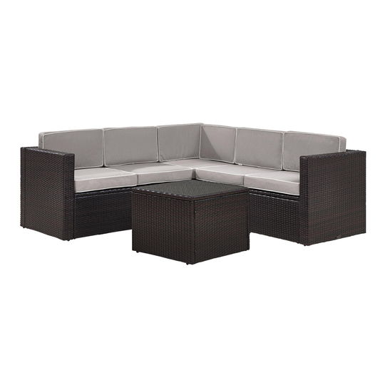 Espresso and Gray All Weather Pinamar 6 Pc Outdoor Patio Sectional - Resin by World Market