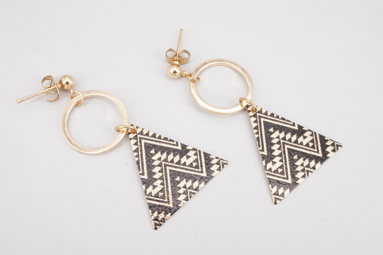 Vintage Gold Plated & Enamel Modern Earrings