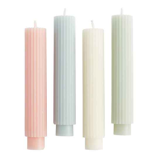Springtime Ribbed Taper Candles 2 Pack: Green - Unscented Wax by World Market