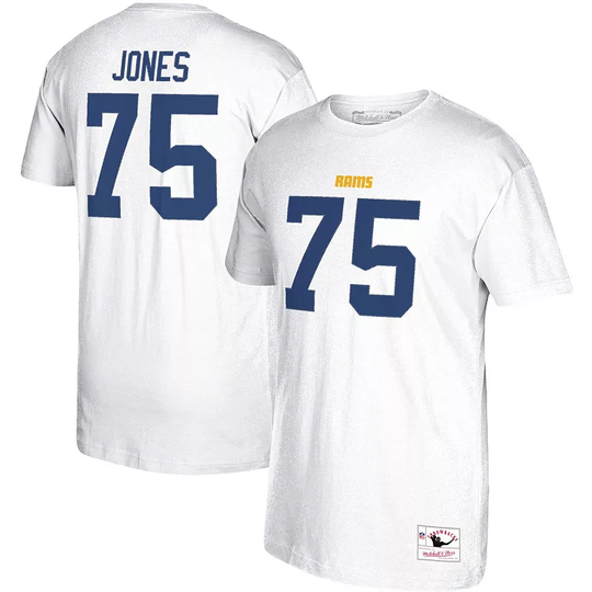 Men's Mitchell & Ness Deacon Jones White Los Angeles Rams Retired Player Logo Name & Number T-Shirt, Size: Small