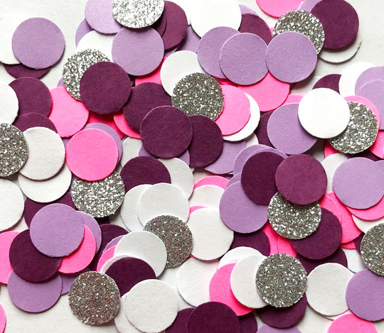Unicorn Girl Birthday Circles Confetti/Little Party Decor Round Pink, Purple & Silver Table Scatter