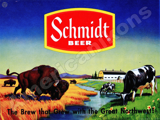 Schmidt Beer With Bison/Buffalo Picture Vintage Look Collectible New Metal Sign Free Shipping/Made in Usa