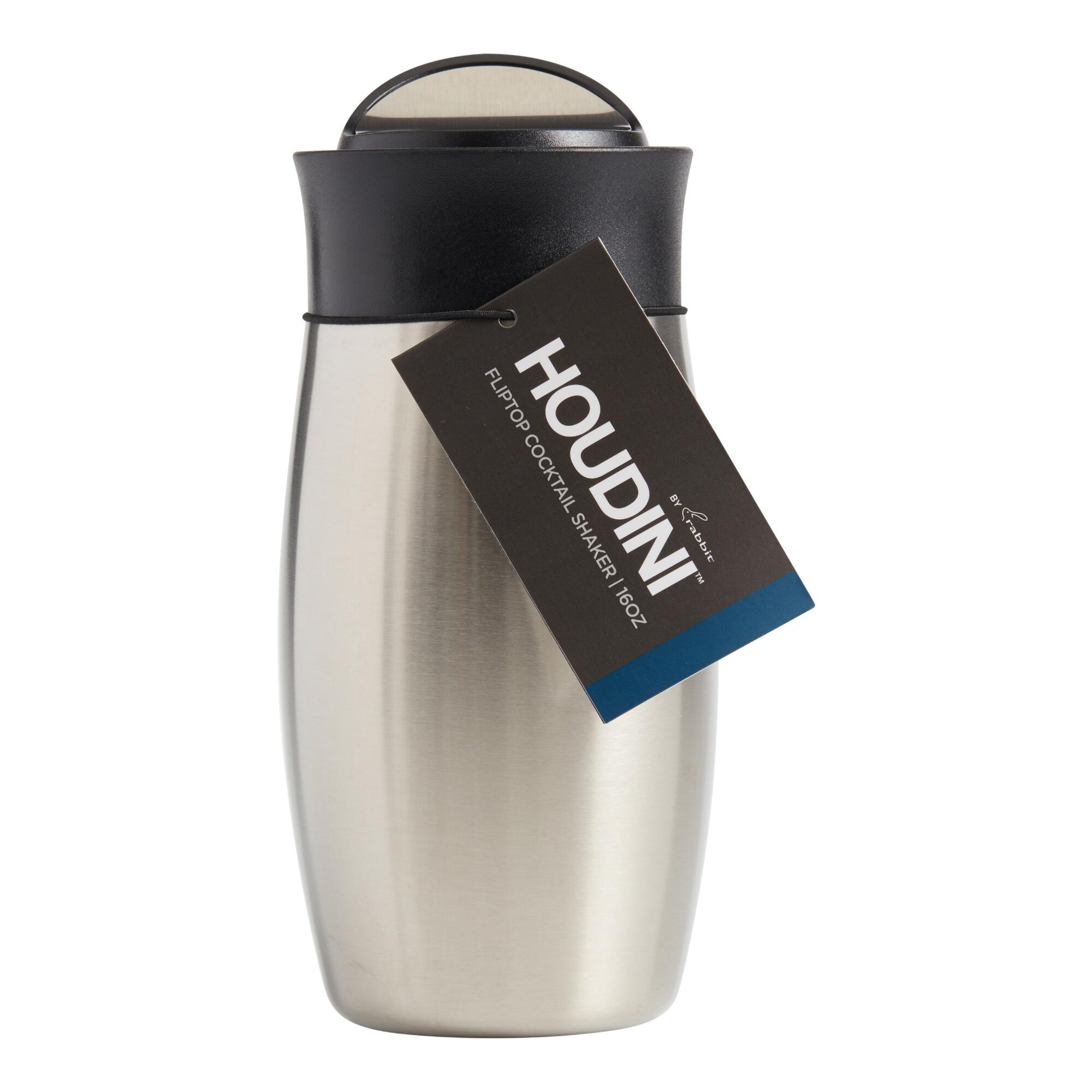 Houdini Flip Top Cocktail Shaker: Black/Silver - Stainless Steel by World Market
