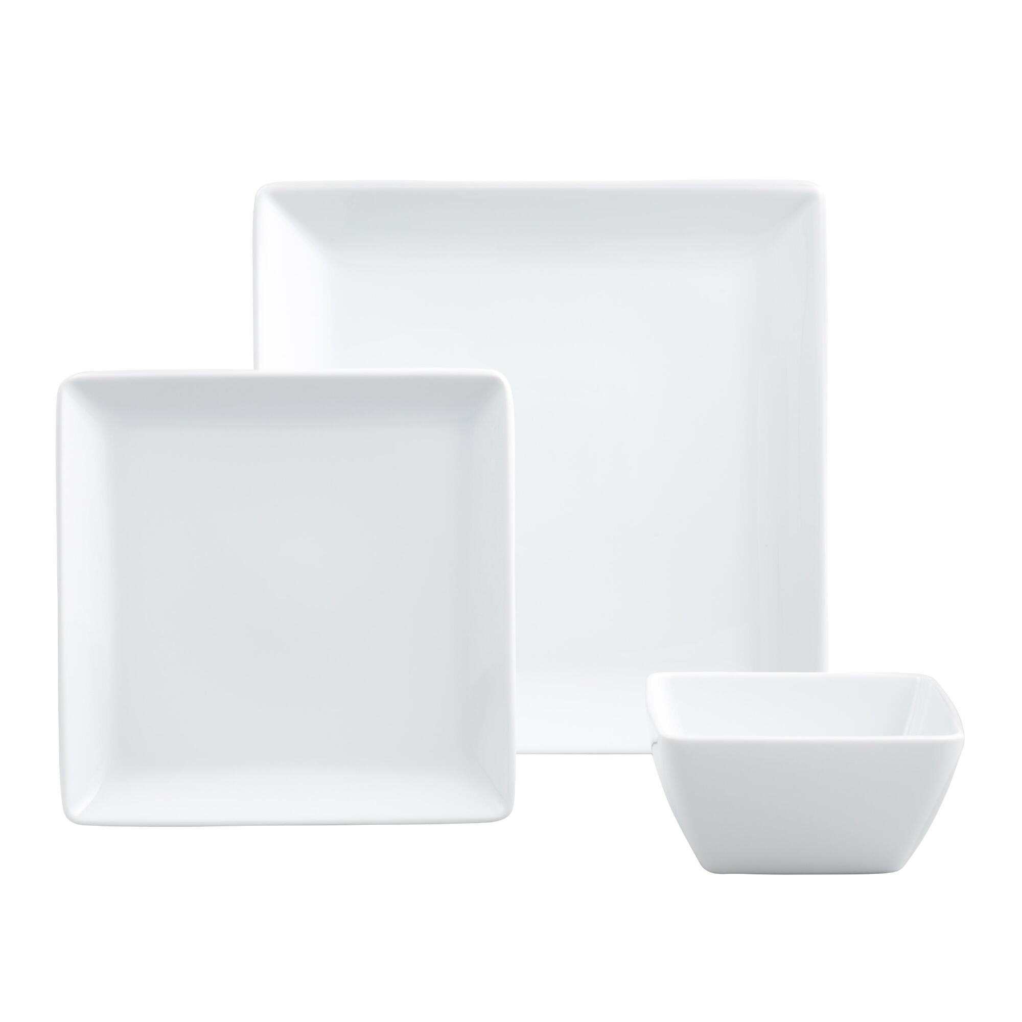 Square White Porcelain Coupe Dinnerware Collection by World Market