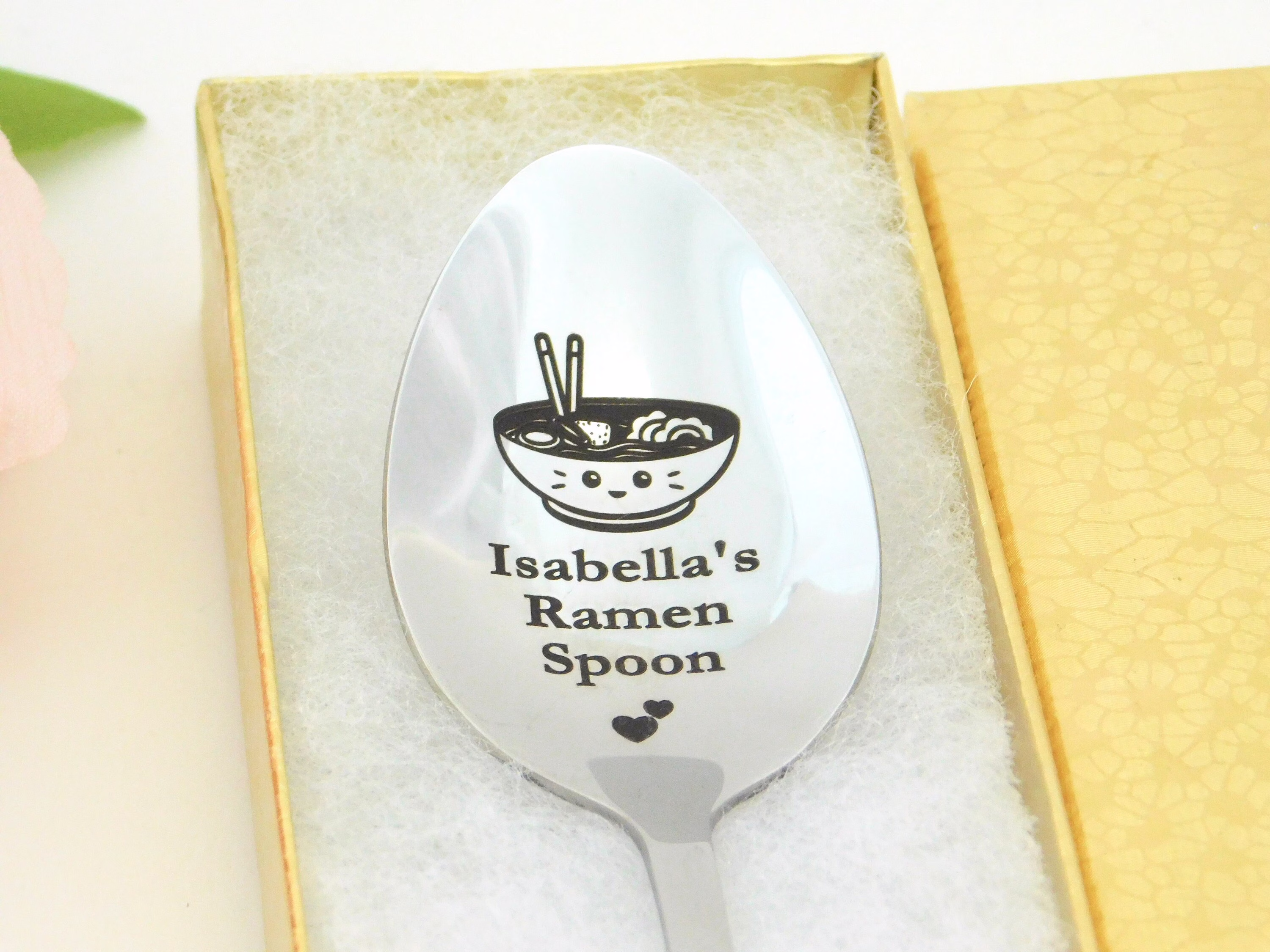 Personalized Spoons, Kawaii Ramen Soup Spoon, Custom Dinner Engraved Spoon, Mom in Law Gift, Father Teen Boy Gift