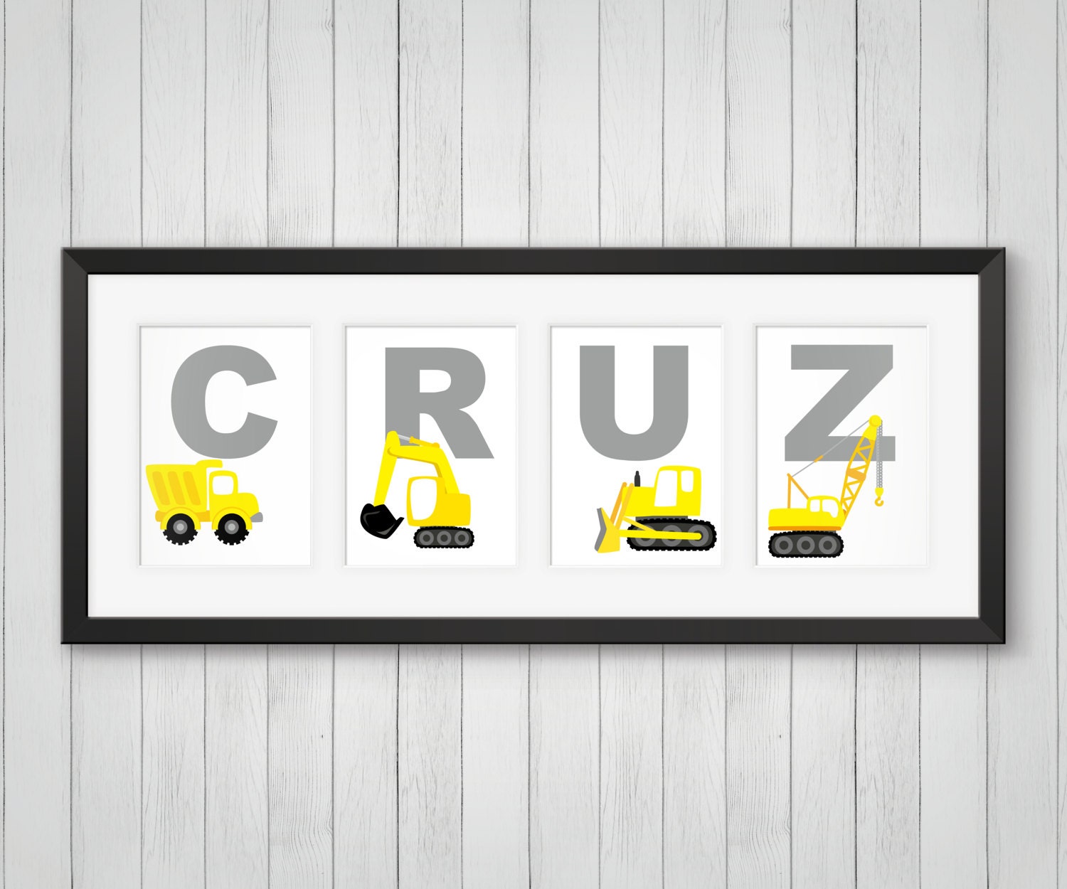 Construction Nursery Art - Room Decor Dump Truck Cement Mixer Kids 4x6, 5x7, 8x10