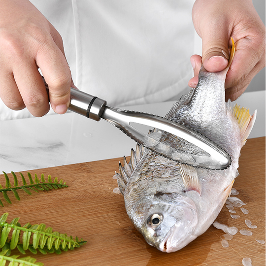 Fish Scale Scraper Ergnomic Design Non-Slip Stainless Steel Manual Fish Scale Remover Seafood Tools