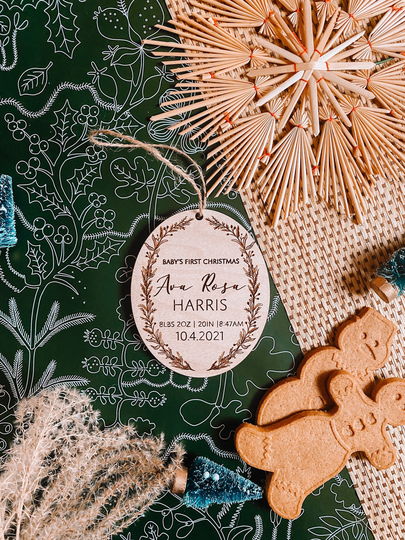 Baby's First Christmas Personalized Ornament/Customized Baby Wood