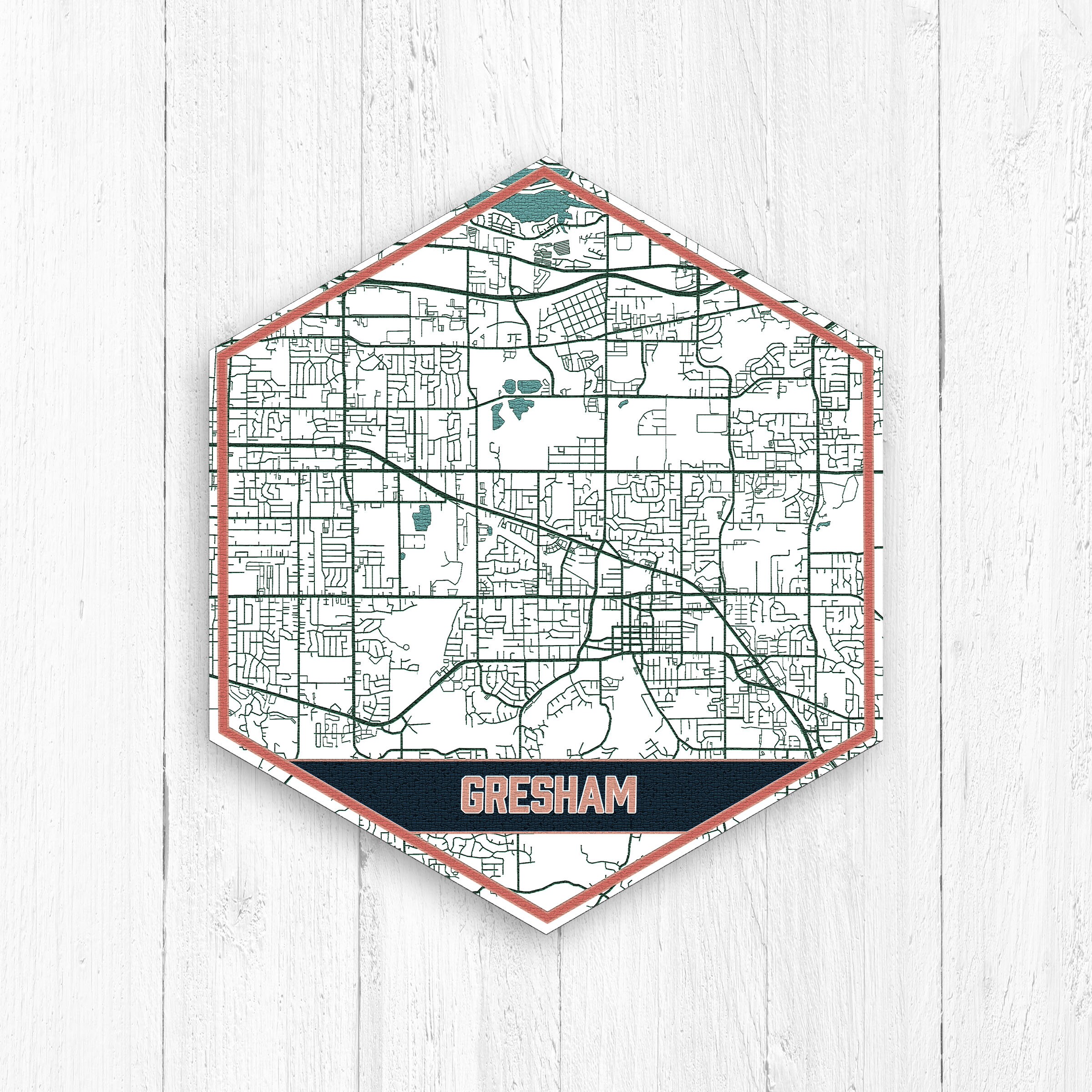 Gresham Oregon Map Hexagon Canvas By Printed Marketplace