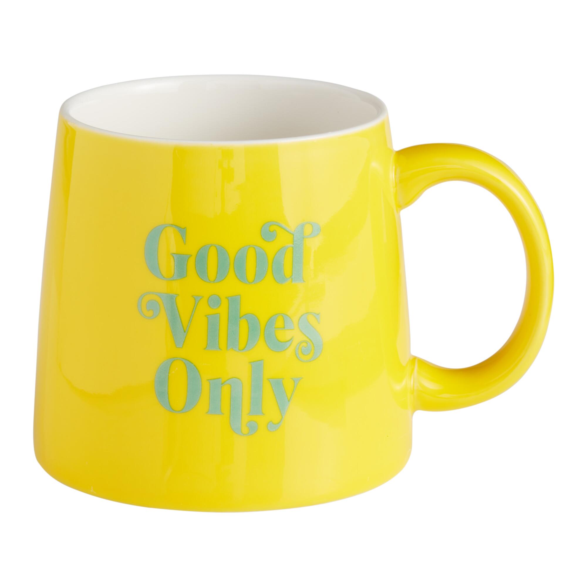 Yellow Good Vibes Only Mug - Ceramic by World Market