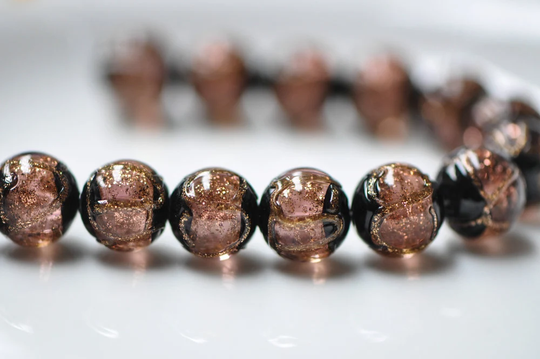 10Pcs Lampwork Round Glass Beads 12mm, Pink-Purple | Ll22-1