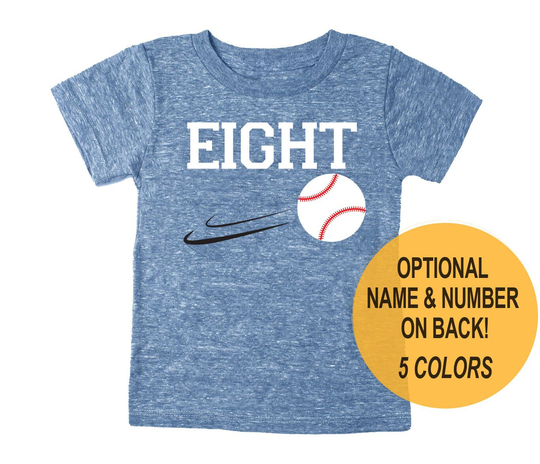 Eighth 8Th Birthday "Eight' Baseball Tri Blend Youth 8 T-Shirt - Boy & Girl Tee Twins Triplets Gift