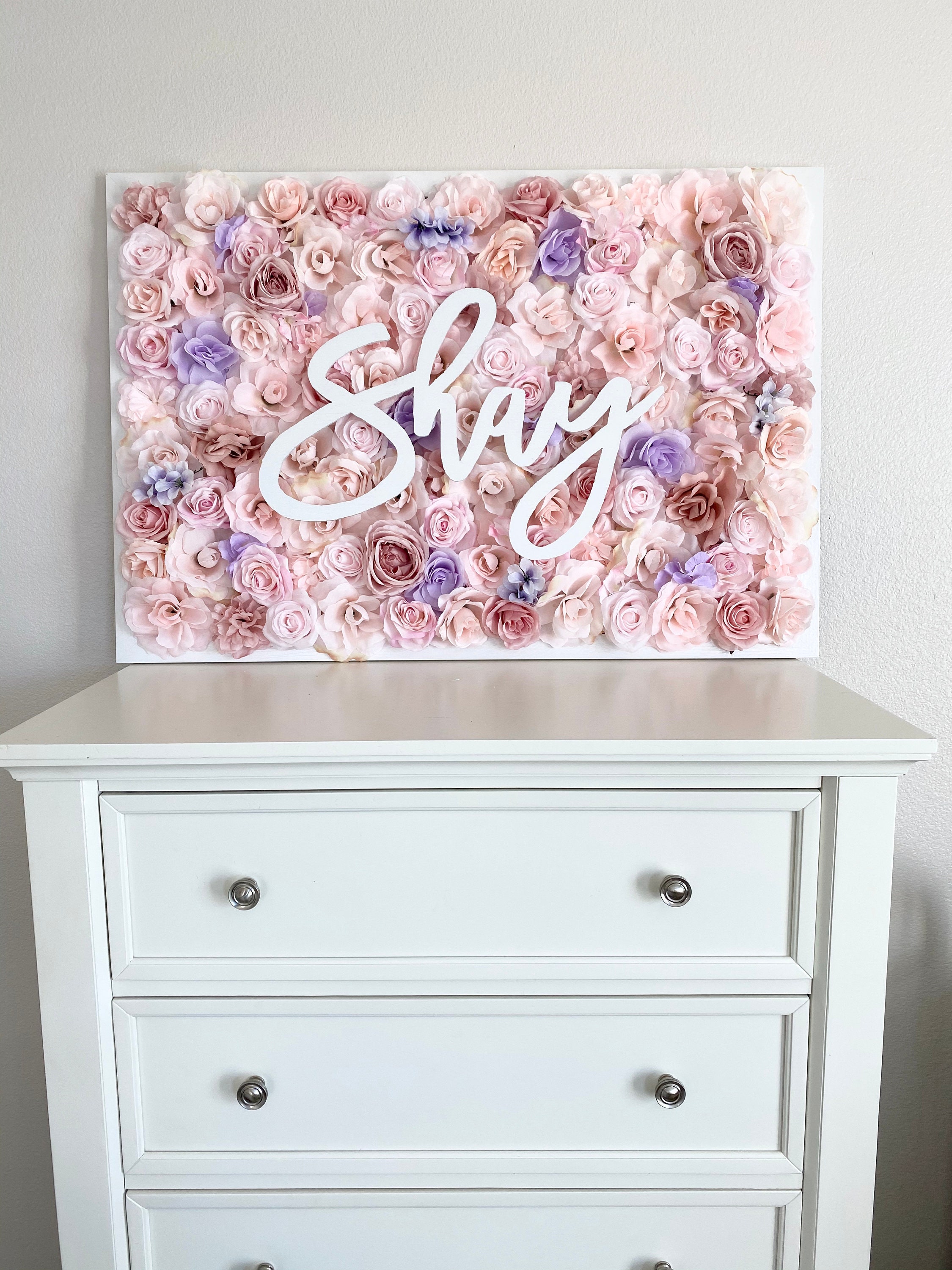 Floral Girl Nursery Wall Decor, Baby Name Sign Nursery, Art, Flower Hanging, Sign, Room Decor