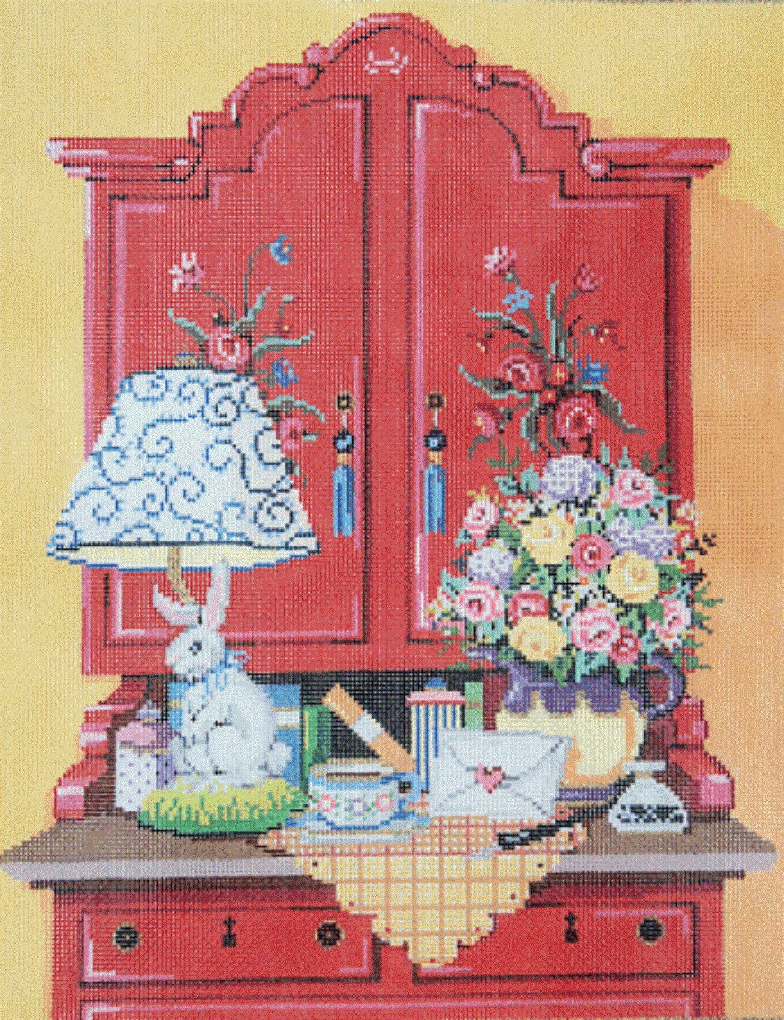 Handpainted Needlepoint Sandra Gilmore Desk L' Ecritoire -Free Us Shipping
