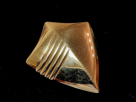 Vintage Monet Gold-Tone Shield Brooch 2"