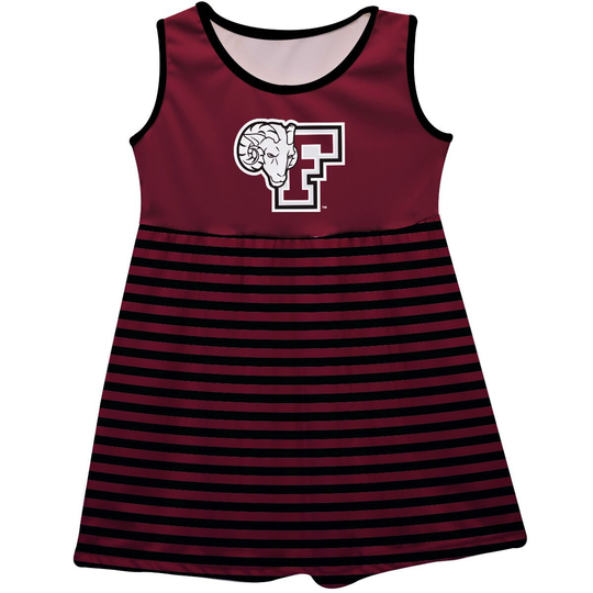 Fordham Rams Vive La Fete Girls Game Day Sleeveless Tank Dress Solid Maroon Logo Stripes On Skirt