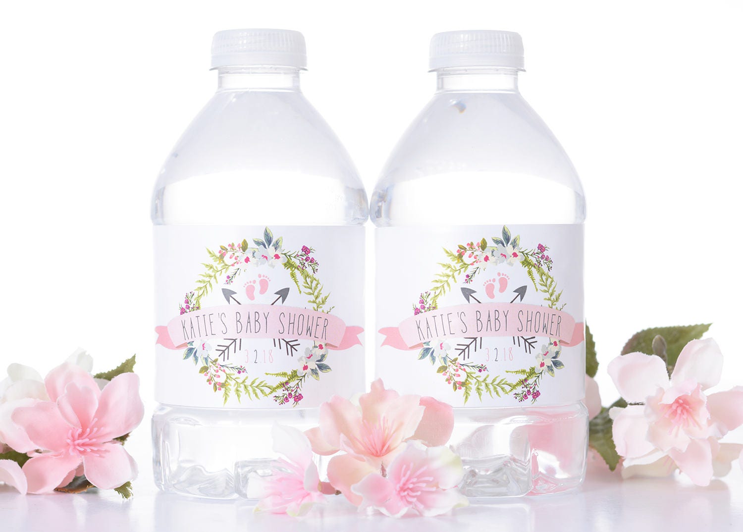 Custom Baby Shower Water Bottle Labels - Stickers Waterproof For Garden #bsiw-88
