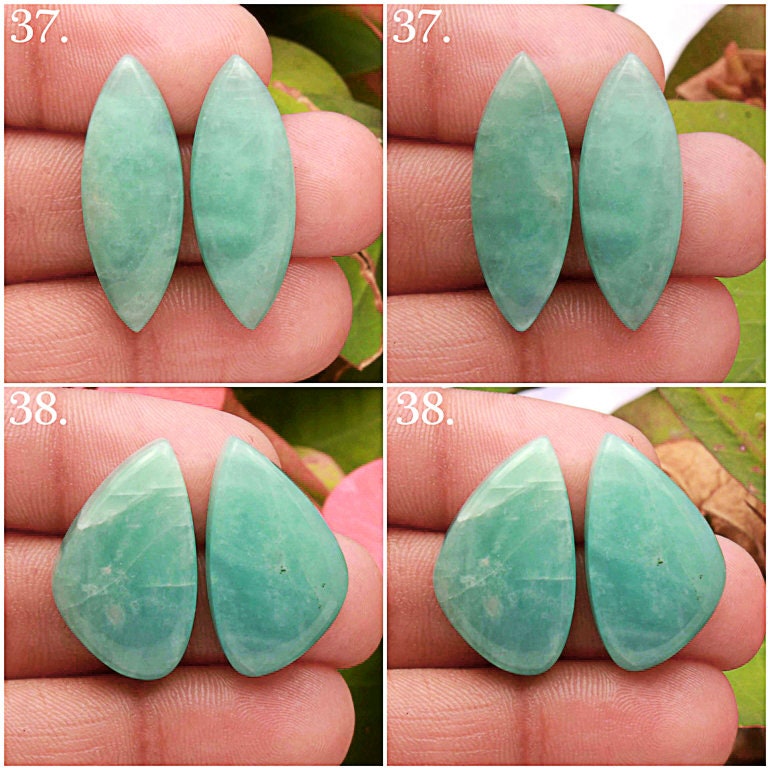 Amazonite Cabochon Pairs, Earrings, Findings Jewelry Supplies, Pair Loose Gemstone, Stone, Gift For Her