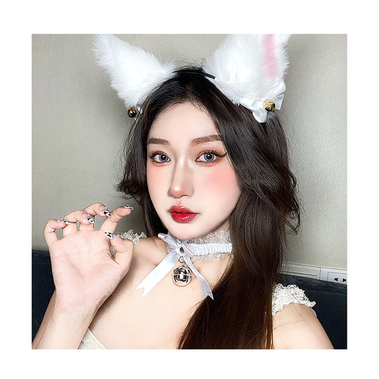 Cat Ears With Bells, Cosplay Ear, Kitten Headband, Anime Cosplay, Hairpin, Head Band, White Handmade Hairpin, Gift