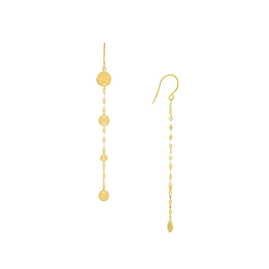 Dangle Hammered Mariner & Disk Earring Real 14K Yellow Gold