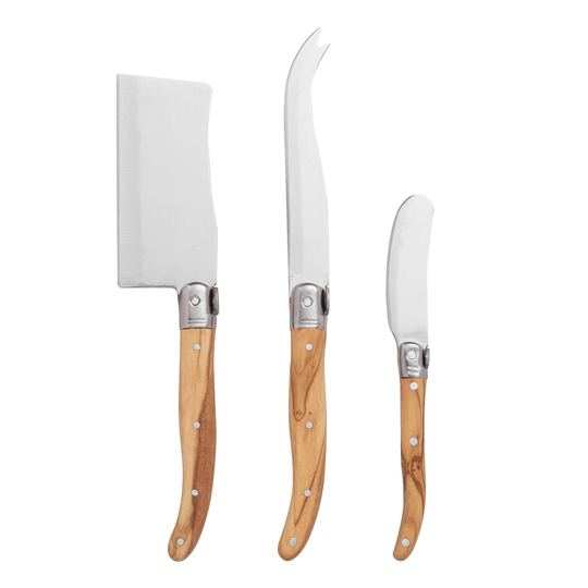 Olive Wood Cheese Knives 3 Piece Set: Natural by World Market