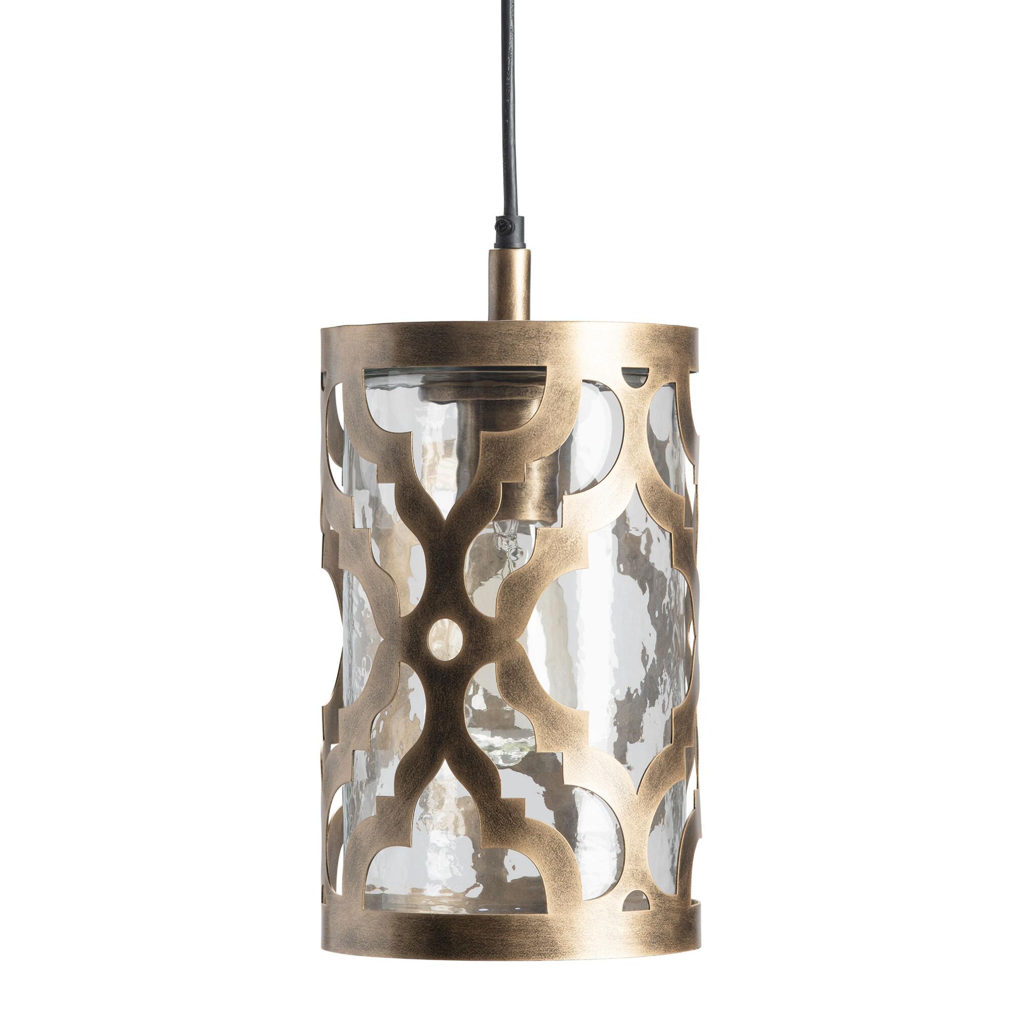 Glass and Brass Moroccan Style Quatrefoil Pendant Lamp: Brown/Metallic by World Market