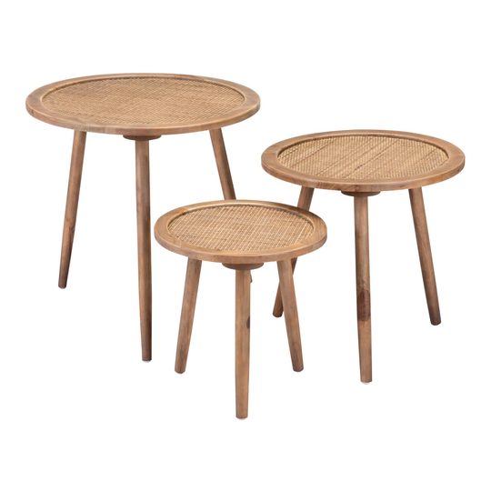 Round Wood Cambridge Nesting Tables 3 Piece Set: Natural by World Market