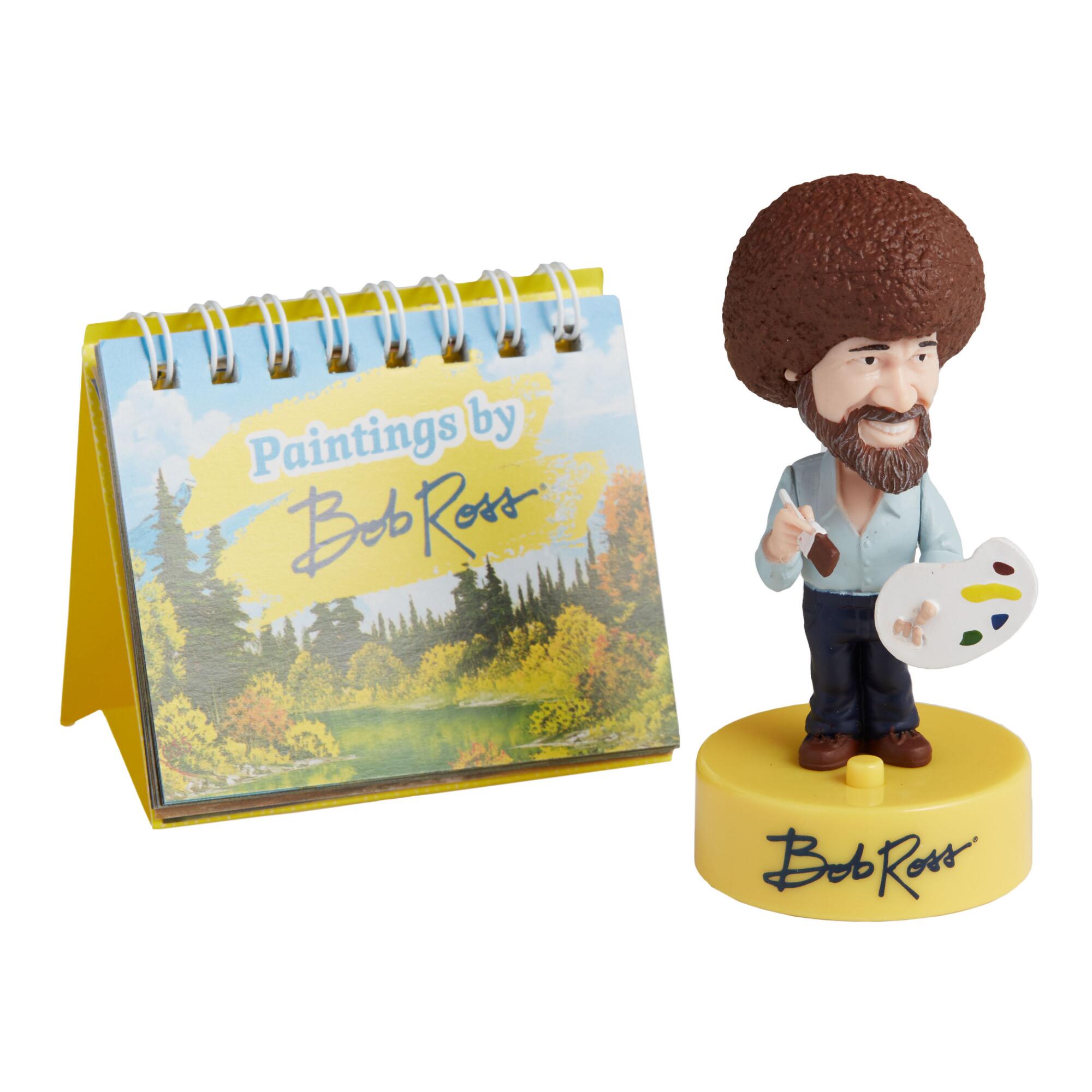 Mini Bob Ross Talking Bobblehead and Easel Book Set: Multi by World Market