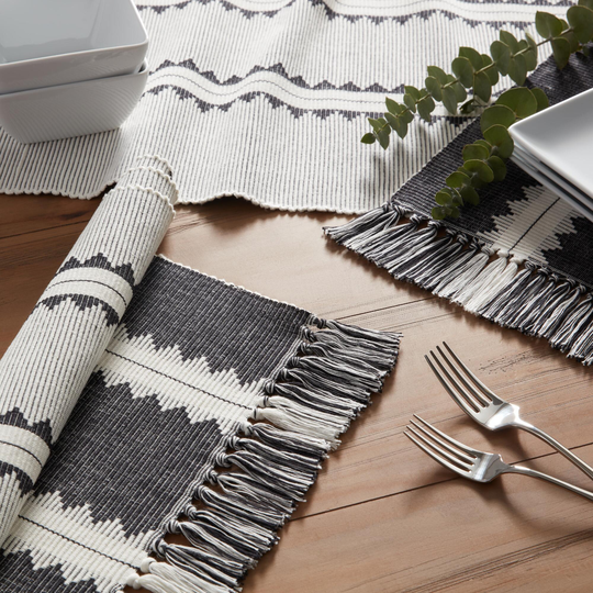 Black and Ivory Bryce Table Linen Collection by World Market