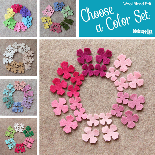 Wool Blend Felt Flowers | 24 Lilac Sets Pick A Color Set Diy 48 Unassembled