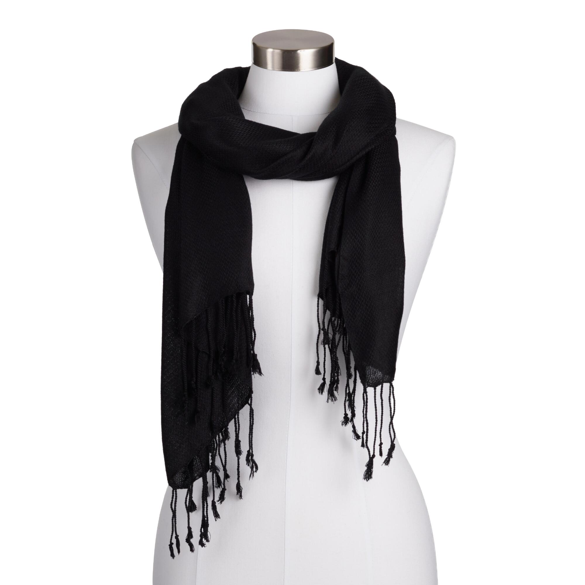 Black Dobby Pashmina Style Scarf by World Market