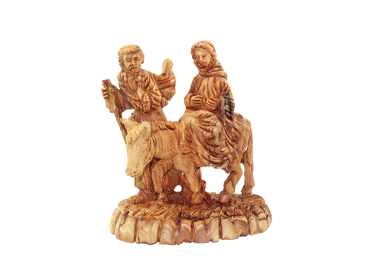 Olive Wood Holy Family Entering Bethlehem Sculpture