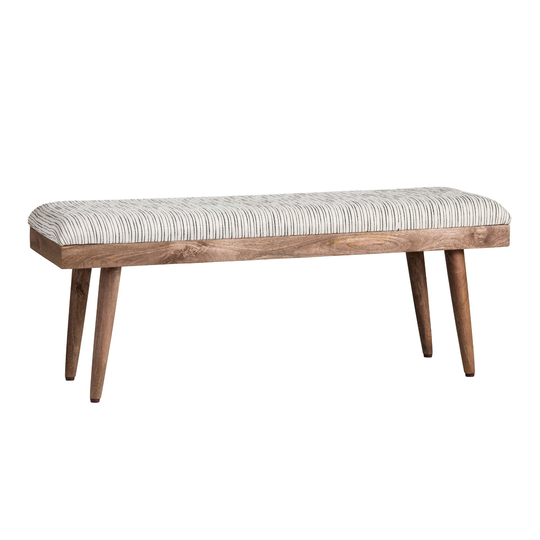Black and White Linen Harper Upholstered Bench: Black/White - Fabric by World Market