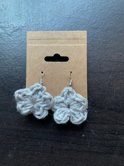 Light Gray Flower Earrings