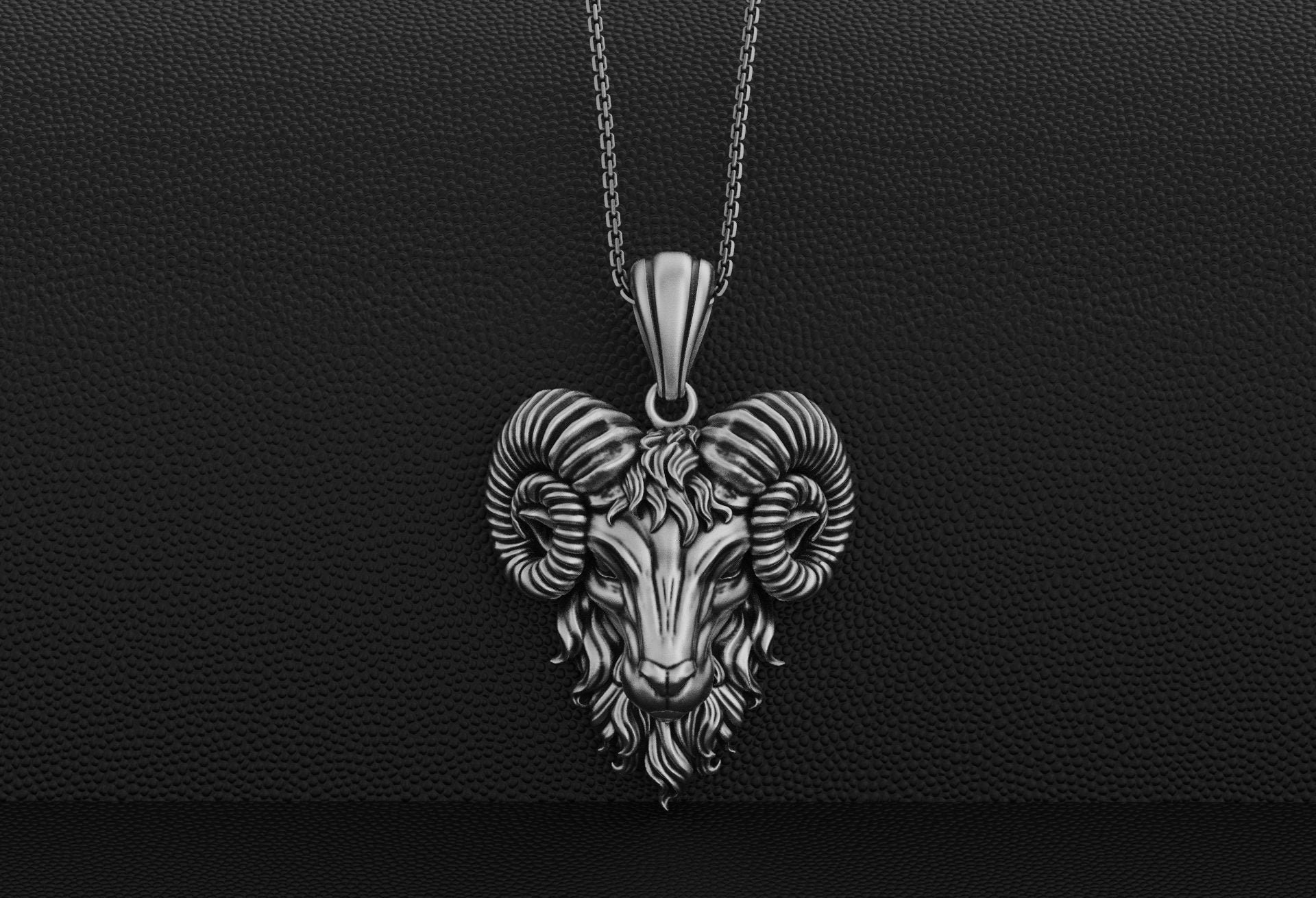 Silver Ram Head Necklace Animal Aries Pendant Men's Jewelry Gift Birthday Father's Day Women's Accessory