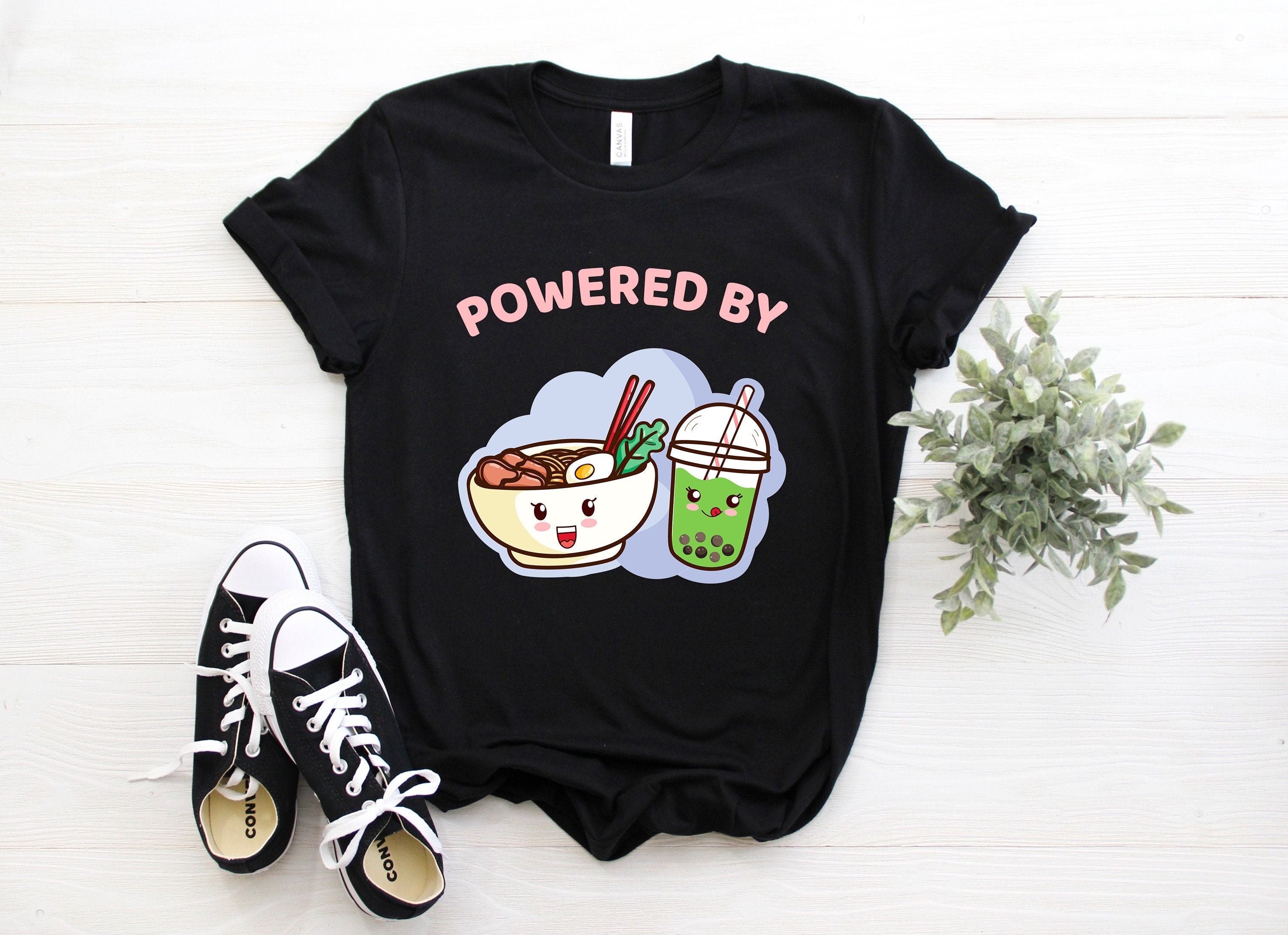 Cute Ramen Bubble Tea Shirt, I Love Japanese Noodles Tank Top, Kawaii Asian Crop Tee, Foodie Lover T Shirts, Food Bowl Gifts Party Present