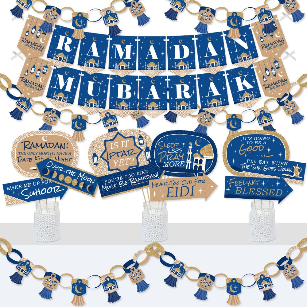 Ramadan - Banner & Photo Booth Decorations Eid Mubarak Supplies Kit Doterrific Bundle