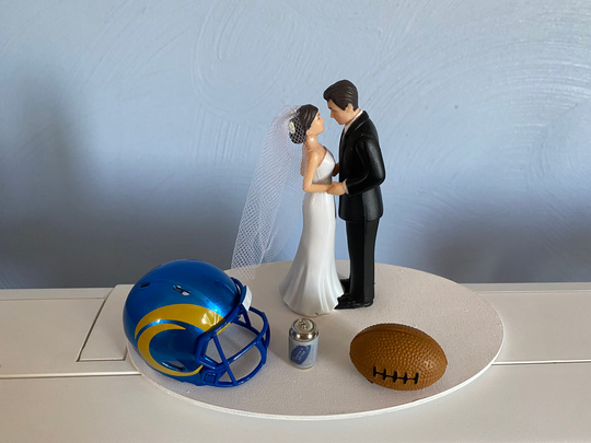 Los Angeles Rams Nfl Wedding Day Reception Cake Topper Bridal Funny Football Team Themed Hair Color Changed For Free