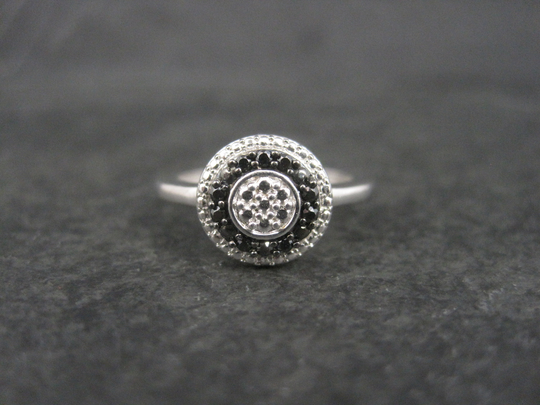 Estate Sterling Black Cz Halo Ring Size 7