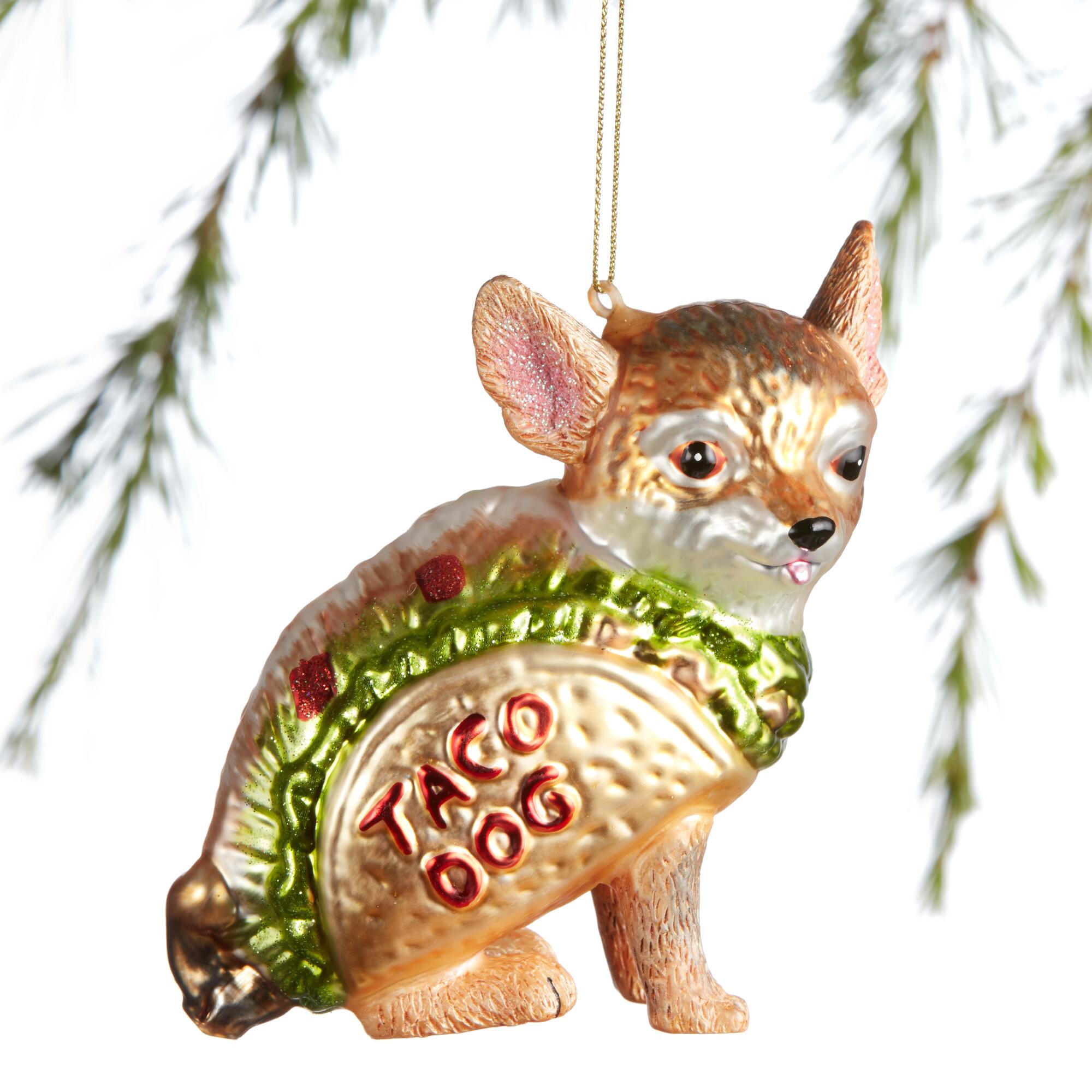 Glass Taco Dog Ornament: Multi by World Market