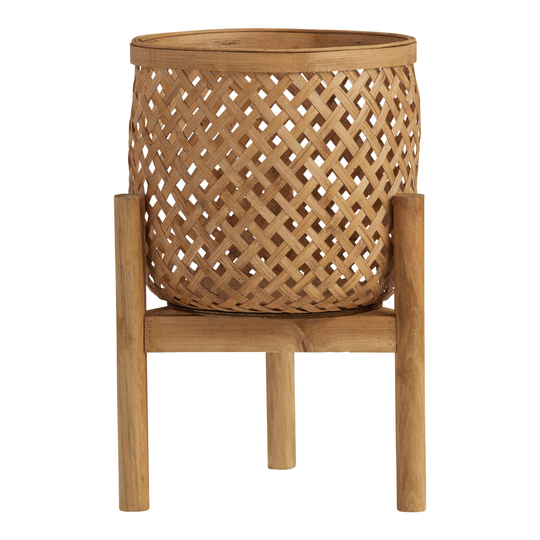 Natural Bamboo Planter with Wood Stand by World Market
