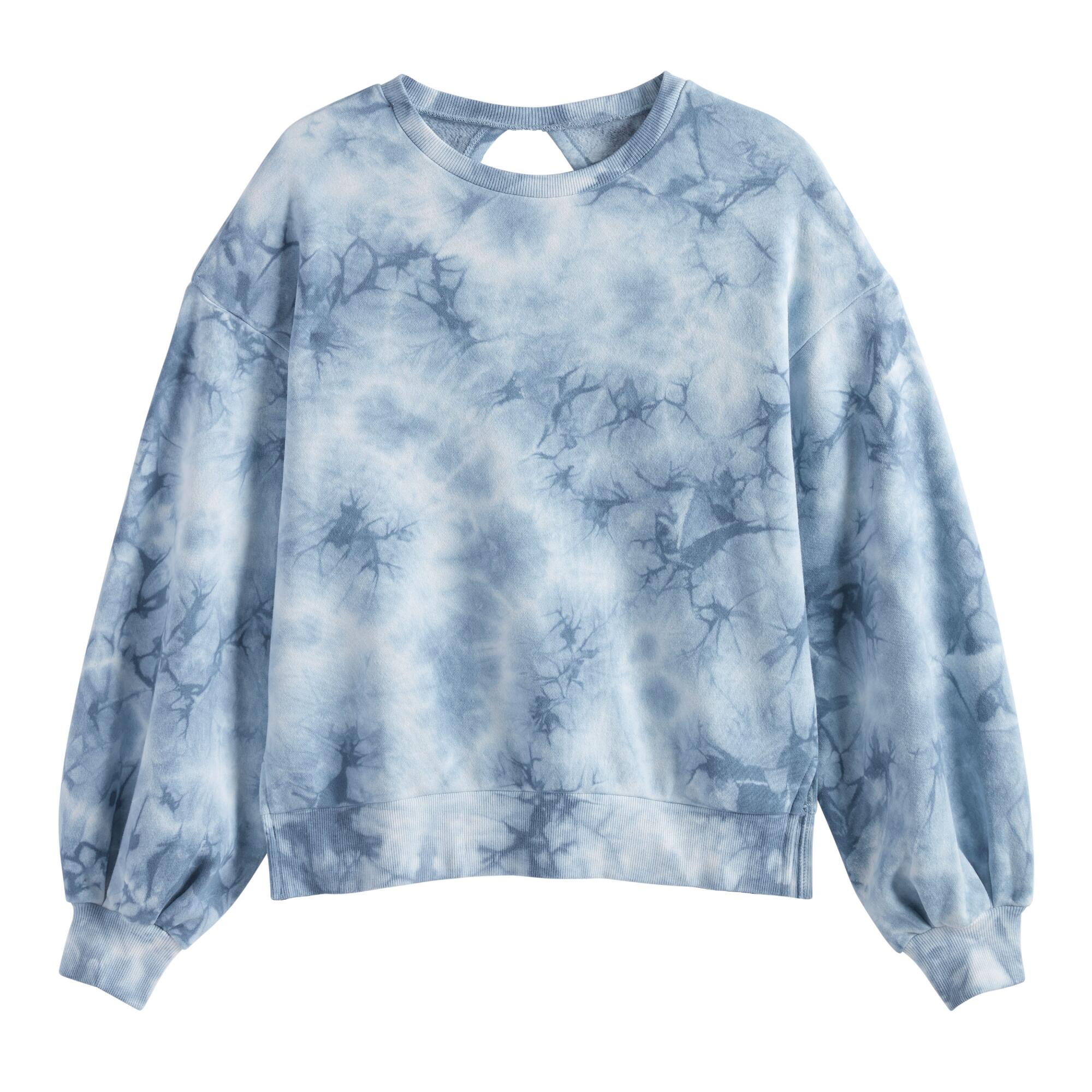 Blue And White Tie Dye Balloon Sleeve Lounge Sweatshirt by World Market