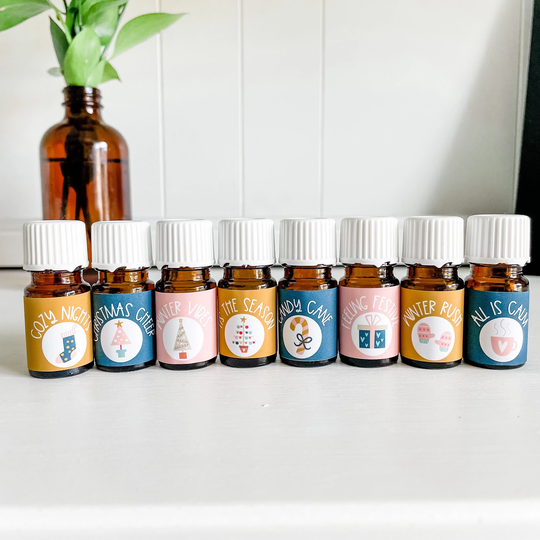 Set Of 12 Vinyl Diy Christmas Diffuser Blend Labels, Essential Oil Ready To Ship