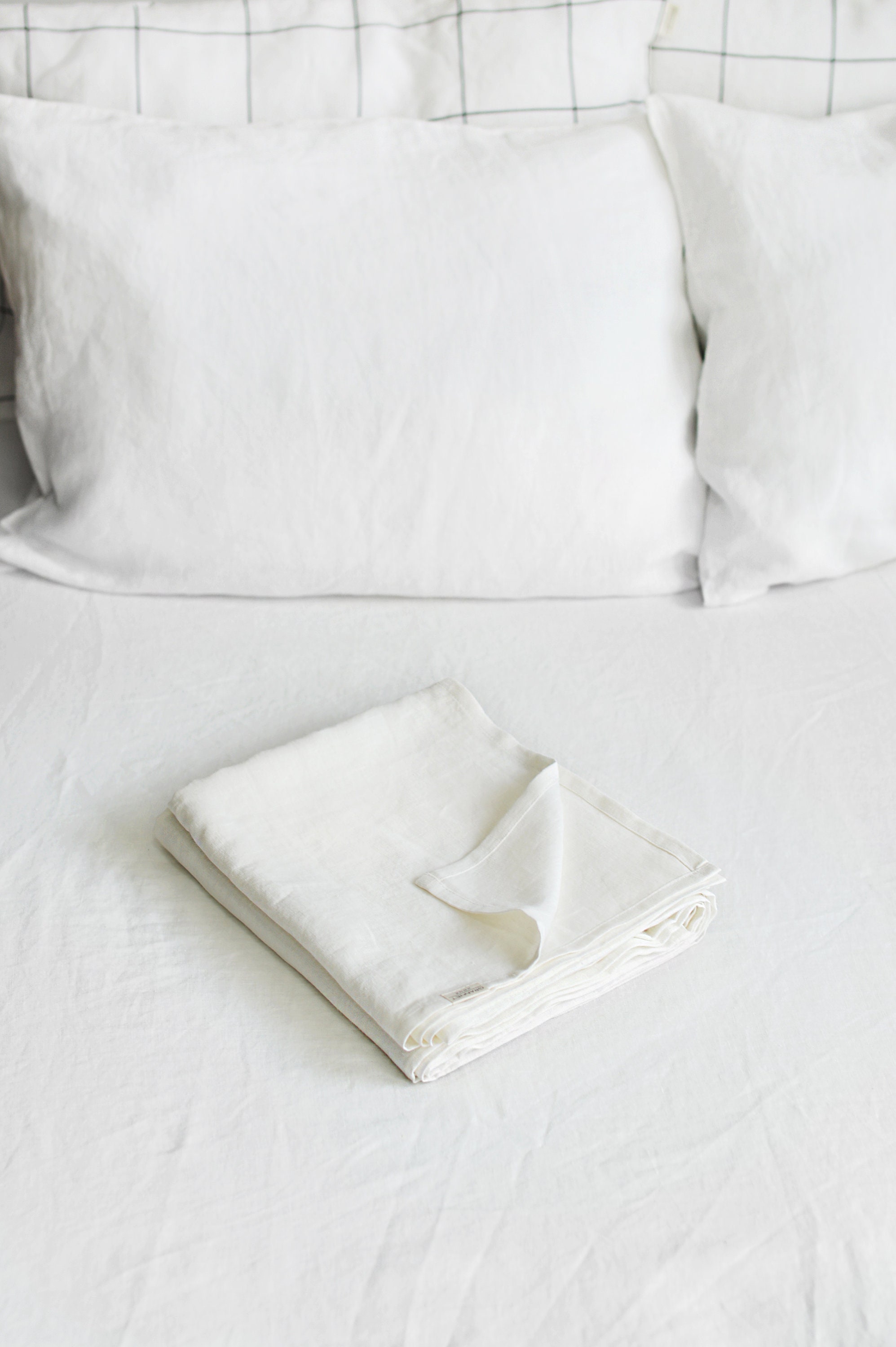 White Linen Flat Sheet. Luxury Stonewashed Natural Linen Flat Sheet in Milky White Color. King, Queen, Twin, Full, Double Sizes