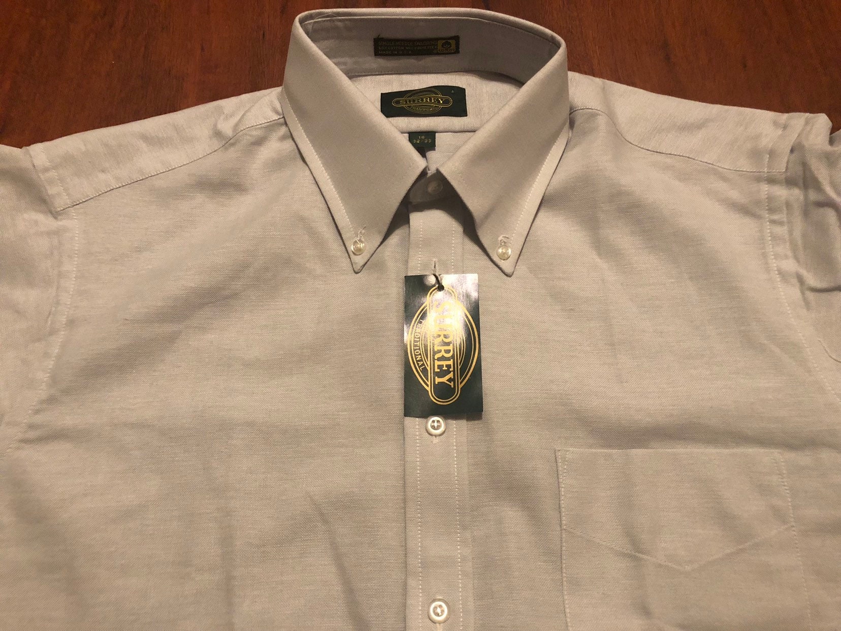 Deadstock Oxford Cloth Cotton Blend Gray Button Down Shirt | 16 - 32/33 Large Long Sleeve Ivy League Trad