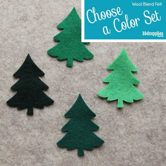Wool Blend Felt Shapes | 24 Small Trees Pick A Color Set Diy